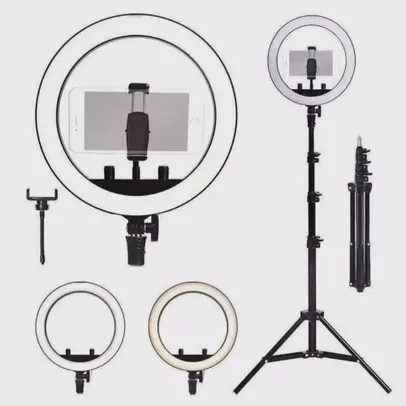 Kit Completo Ring Light 26cm Profissional Com Tripé