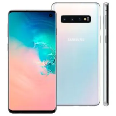 Smartphone Samsung Galaxy S10 Branco 128GB, 8GB RAM, Tela Infinita de 6.1", Câmera Traseira Tripla, Dual Chip, PowerShare, Leitor Digital