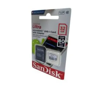 [R$16,90] Cartão de memória 32gb SanDisk classe 10