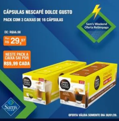 [Sams club] Cápsulas dolce gusto 3 cx de 16 por 29,97