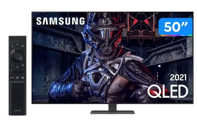 Smart TV 50” 4K QLED Samsung QN50Q80AAGXZD VA - 60Hz Wi-Fi Bluetooth Google Assistente 4 HDMI - TV 4K Ultra HD