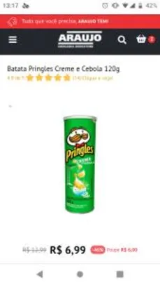 (Retirar na loja) Batata Pringles creme e cebola | R$ 7