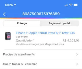 iPhone 11 Apple 128GB Preto 6,1” R$4209