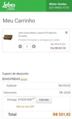 Sofa Cama Matrix Laila B-375 Marrom Dourado - R$532