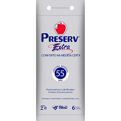 Preservativo Extra Lubrificado com Óleo de Silcone com 6 Unidades, Preserv