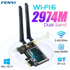 Wi-fi 6 intel ax200 3000mbps sem fio adaptador pcie desktop banda dupla 2.4g/5ghz para bluetooth 5.2