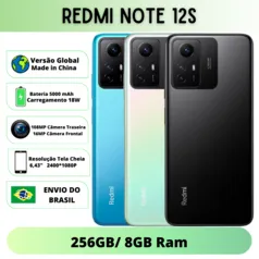 [Do Brasil] Smartphone Xiaomi Redmi Note 12S Versão Global, 256GB, 8GB Ram