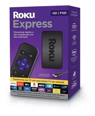 Roku Express 3930 padrão HD 32MB preto com 512MB de memória RAM