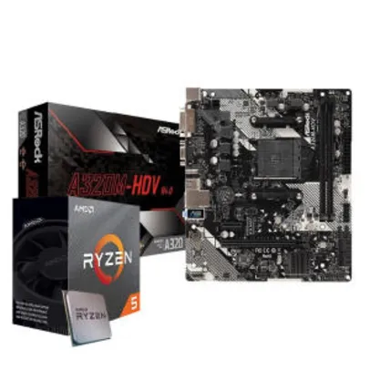 Kit Upgrade Gamer AMD Ryzen 5 3400G Placa mãe Asrock A320M R$1792