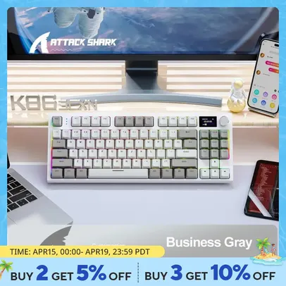 Saindo por R$ 193: [Taxa Inclusa/Moedas] Teclado Mecânico Sem Fio Attack Shark K86 RGB | Pelando