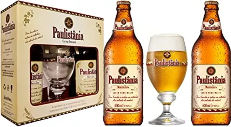 Kit Paulistania - 2 gfas 600 ml Marco Zero + 1 Copo 300 ml Paulistânia 600Ml