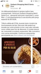 [Loja física] Junior ribs for 2 por 59,90 no Outback