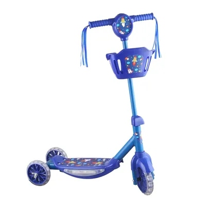 [Ame R$ 71,99/ SC R$ 21,59] Patinete Infantil Musical com Cesta Rocket Luz de Led Azul - brink+