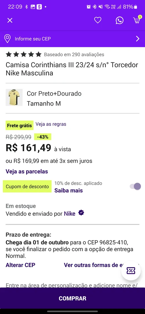 Imagem na descrição da promoção