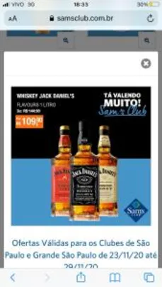 Saindo por R$ 110: [SamsClub] Whisky Jhonnie Walker Black Label 1L - R$110 | Pelando