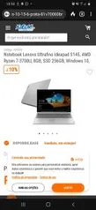 Notebook Full HD - Lenovo Ultrafino Ideapad S145, AMD Ryzen 7-3700U, 8GB, SSD 256GB, Windows 10, 15.6 | R$3.499