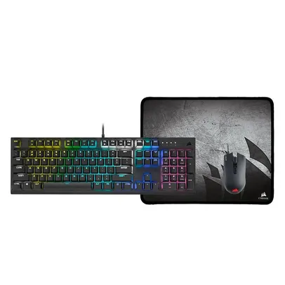 Kit Corsair: Teclado Mecânico K60 Pro RGB Switch Cherry + Mouse Gamer Harpoon + Mousepad