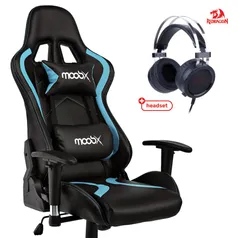 Kit Cadeira Gamer MoobX thunder Azul + Headset Gamer Scylla H901 P2 Redragon