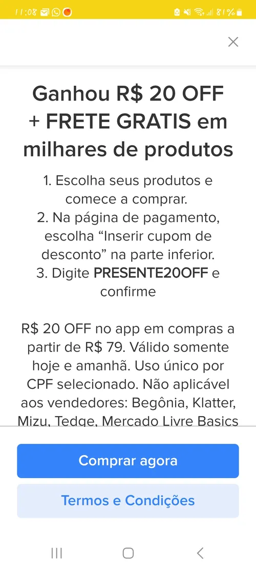 Imagem na descrição da promoção