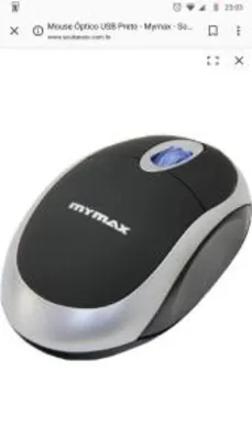 Mouse Óptico USB Preto - Mymax - R$5