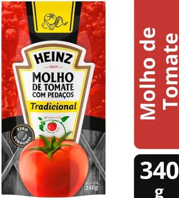[L6P4 C.Ouro] Molho de Tomate Tradicional 340g HEINZ | R$1,35