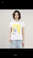 Blusa feminina "Pensando nos boletos" manga curta decote redondo branca R$10