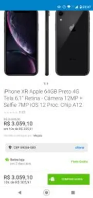 iPhone XR Apple 64GB | R$3.059