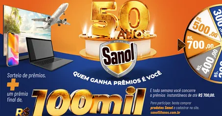 Promoção Sanol 50 anos: compre e concorra a prêmios