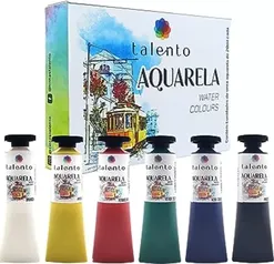 Kit Tinta Aquarela Talento com 6 cores 20 ml cada