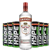 Kit Vodka Smirnoff 998ml + 06 Energéticos Hype Original Lata 250ml