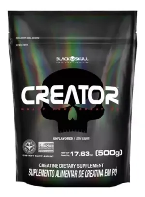 Creator - Creatina Monohidratada - 500g - Refil Black Skull Sabor Sem sabor