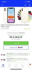 [AME R$4320] IPhone 11 64gb branco iOS 4G Wi-Fi câmera 12mp - Apple R$4364