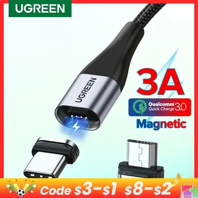 [Com Taxa] Cabo Magnético 3A USB Xiaomi/Samsung UGREEN