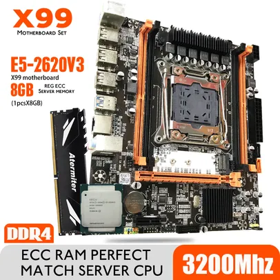 Kit Placa-mãe  X99 + Xeon E5 2620 V3 + Memória Ram 8GB DDR4 3200mhz