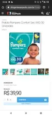 Fralda Pampers Confort Sec XXG | 30 unid | R$ 0.74 a tira