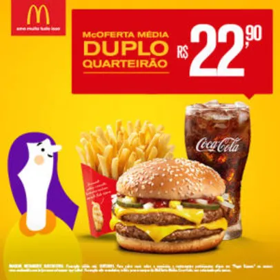 McOferta Média Duplo Quarterão no McDonald's - R$22,90