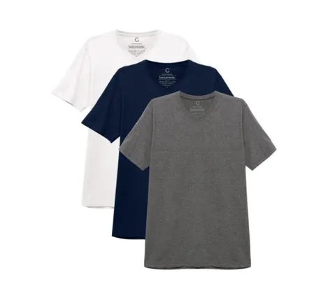 Kit 3 Camisetas Gola C Masculina E