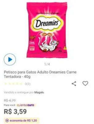 Petisco para gatos Dreamies sabor Carne R$3,59