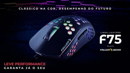 Mouse Gamer Fallen Ultraleve F75 Black I R$320