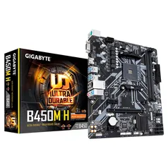 Placa-Mãe Gigabyte B450M H, AMD AM4, Micro ATX, DDR4 | R$555