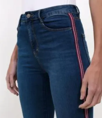 Calça Jeans Skinny com Cintura Alta e Fita Lateral R$60
