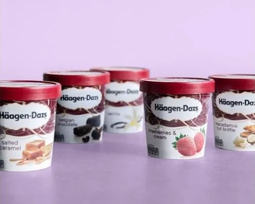 Linha de sorvetes  HÄAGEN DAZS Pote 473ml em promoção