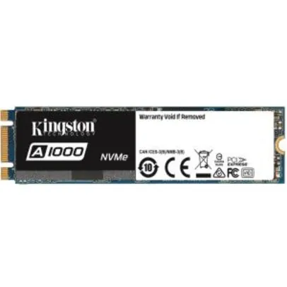 SSD Kingston A1000 M.2 2280 240GB PCIe x2 NVMe - R$ 280