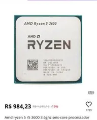 Processador AMD Ryzen 5 3600 | R$984