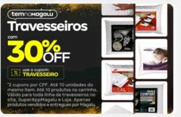 30% OFF em seleção de travesseiros na Magazine Luiza