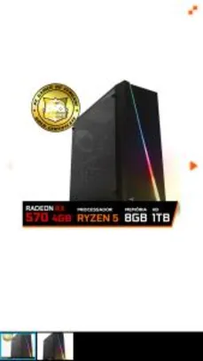 Pc Gamer T-Commander Lvl-5 Amd Ryzen 5 2600 / RADEON RX 570 4GB / DDR4 8GB / HD 1TB / 500W R$2399