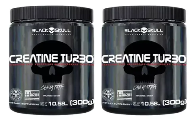 Kit 2x Creatina Turbo 300g Black Skull Diversos Sabores