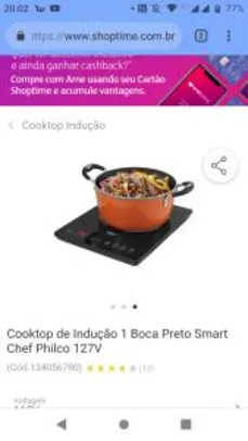 Cooktop de Indução 1 Boca Preto Smart Chef Philco - R$247