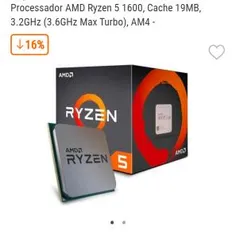 Processador AMD Ryzen 5 1600, Cache 19MB, 3.2GHz (3.6GHz Max Turbo)