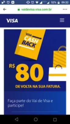 Black Friday Vai de Visa - R$80 de volta